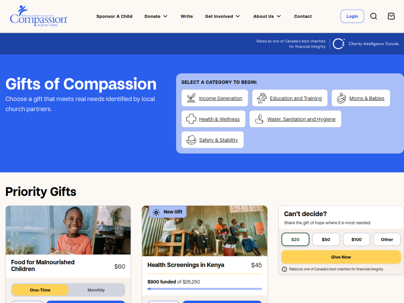 Compassion Canada campaign website