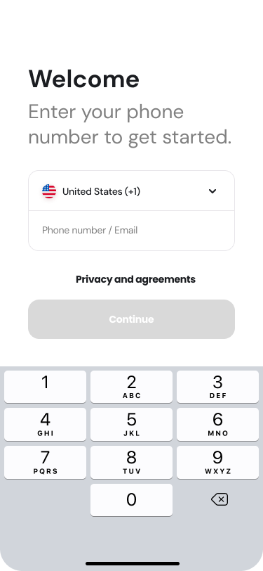Swap Shift mobile sign-in screen